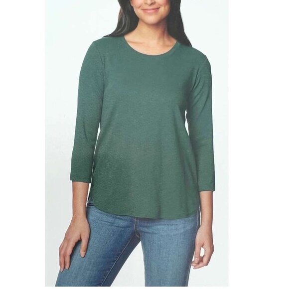 Kirkland Women's Green 3/4 Sleeve Cotton Slub Tee / Various Sizes - Picture 3 of 3